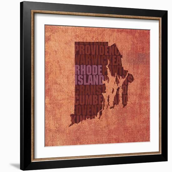 Rhode Island State Words-David Bowman-Framed Giclee Print