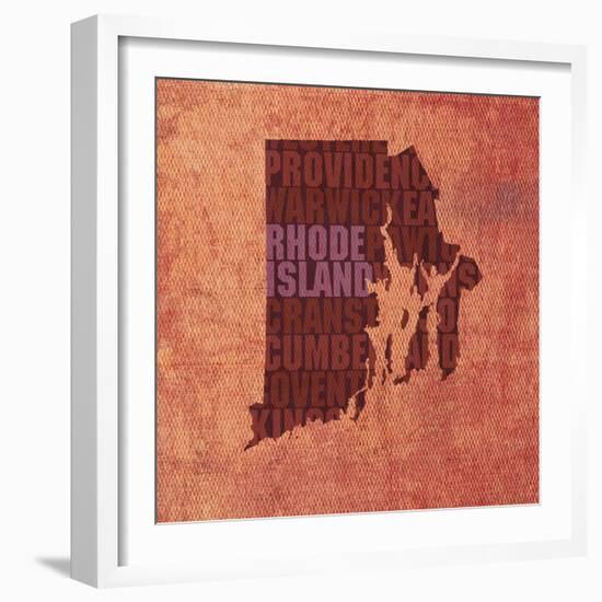 Rhode Island State Words-David Bowman-Framed Giclee Print