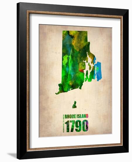 Rhode Island Watercolor Map-NaxArt-Framed Art Print