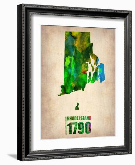 Rhode Island Watercolor Map-NaxArt-Framed Art Print