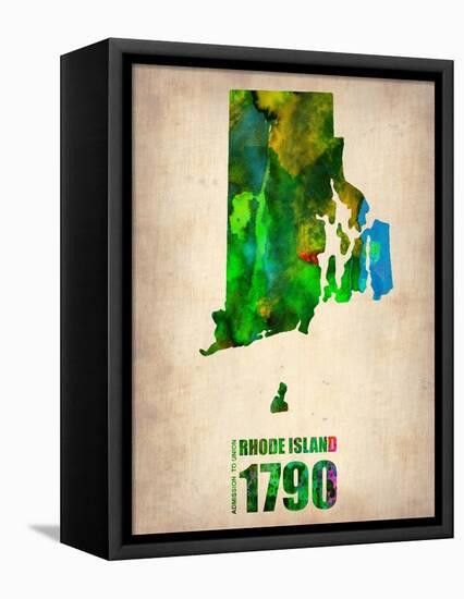 Rhode Island Watercolor Map-NaxArt-Framed Stretched Canvas