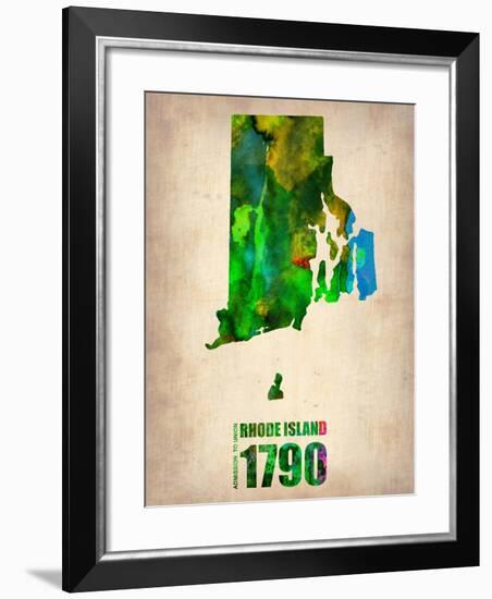 Rhode Island Watercolor Map-NaxArt-Framed Art Print