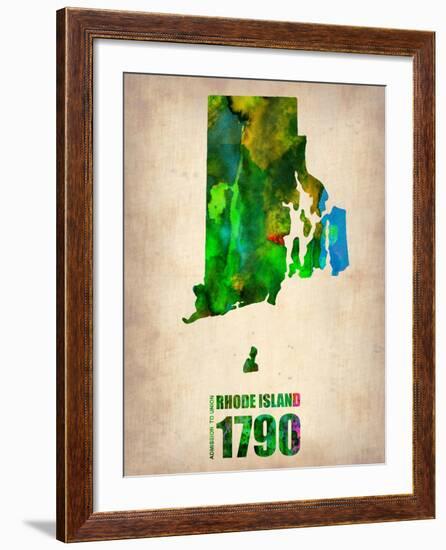 Rhode Island Watercolor Map-NaxArt-Framed Art Print