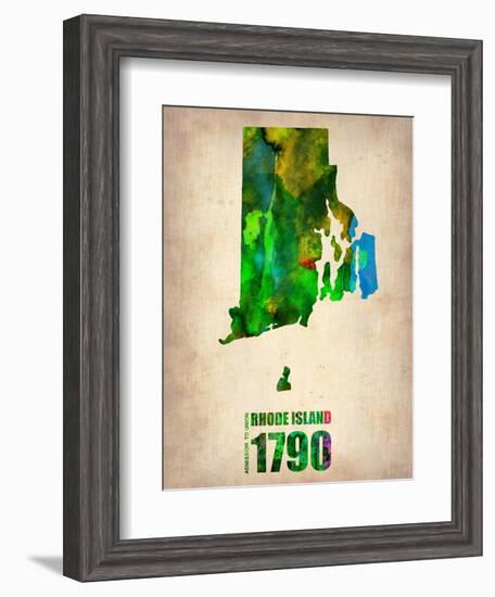 Rhode Island Watercolor Map-NaxArt-Framed Art Print