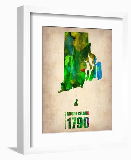 Rhode Island Watercolor Map-NaxArt-Framed Art Print