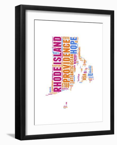 Rhode Island Word Cloud Map-NaxArt-Framed Art Print