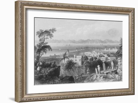 Rhodes, the Ancient Dodanim, with the Channel Between the Island and Asia Minor-William Henry Bartlett-Framed Giclee Print