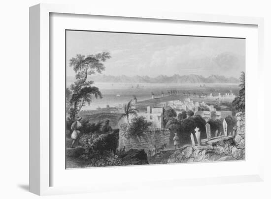 Rhodes, the Ancient Dodanim, with the Channel Between the Island and Asia Minor-William Henry Bartlett-Framed Giclee Print