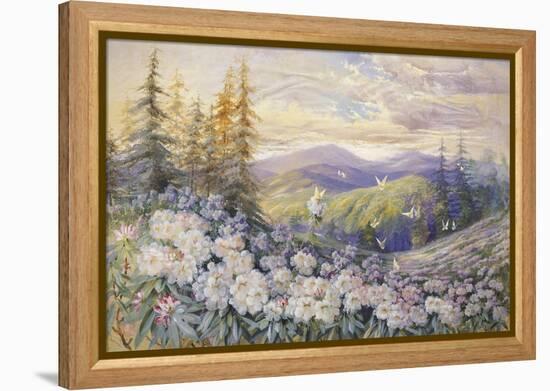 Rhododendrons and Butterflies-Marion Ellis Rowan-Framed Premier Image Canvas