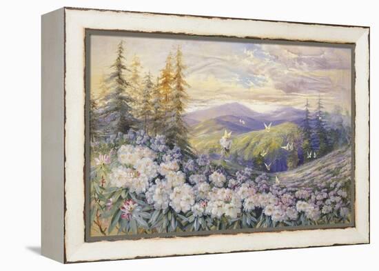 Rhododendrons and Butterflies-Marion Ellis Rowan-Framed Premier Image Canvas