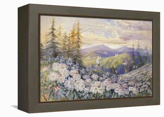 Rhododendrons and Butterflies-Marion Ellis Rowan-Framed Premier Image Canvas