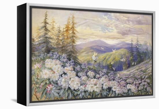 Rhododendrons and Butterflies-Marion Ellis Rowan-Framed Premier Image Canvas