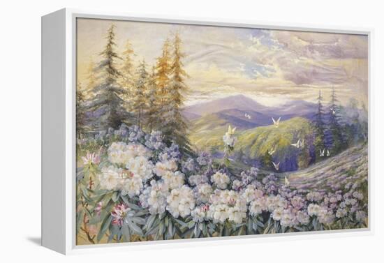 Rhododendrons and Butterflies-Marion Ellis Rowan-Framed Premier Image Canvas