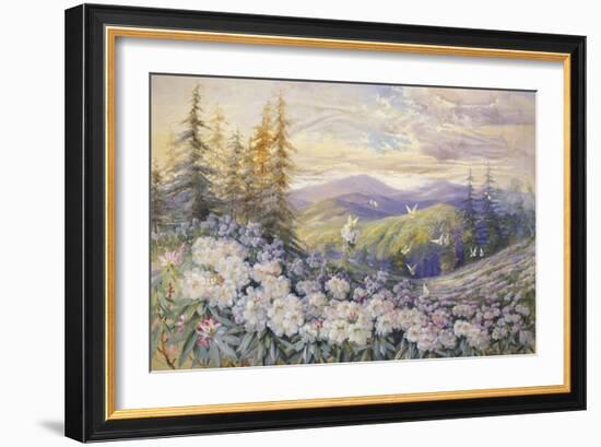 Rhododendrons and Butterflies-Marion Ellis Rowan-Framed Giclee Print