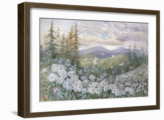 Rhododendrons and Butterflies-Marion Ellis Rowan-Framed Giclee Print