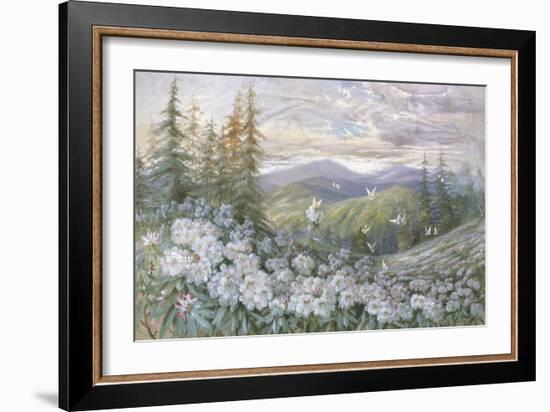 Rhododendrons and Butterflies-Marion Ellis Rowan-Framed Giclee Print