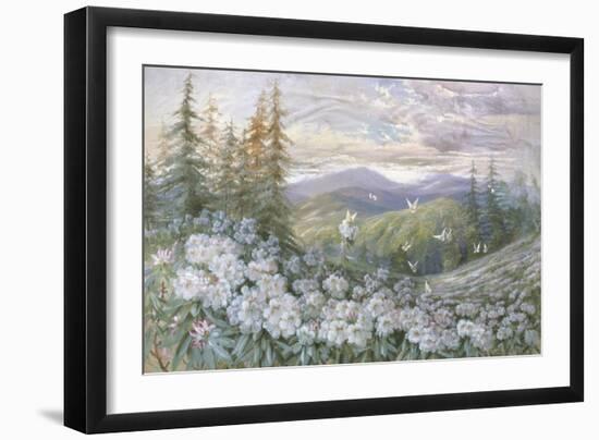Rhododendrons and Butterflies-Marion Ellis Rowan-Framed Giclee Print