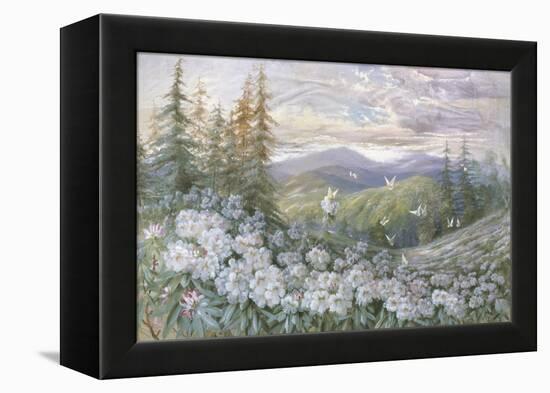 Rhododendrons and Butterflies-Marion Ellis Rowan-Framed Premier Image Canvas