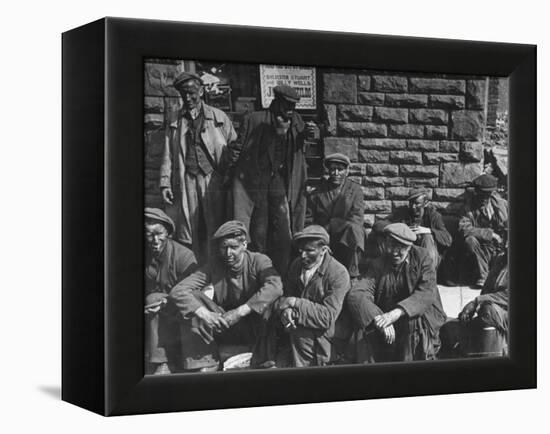 Rhondda Valley Miners Waiting For Their Bus-William Vandivert-Framed Premier Image Canvas