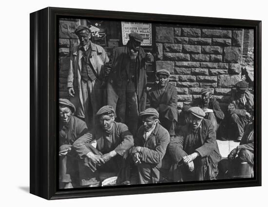 Rhondda Valley Miners Waiting For Their Bus-William Vandivert-Framed Premier Image Canvas