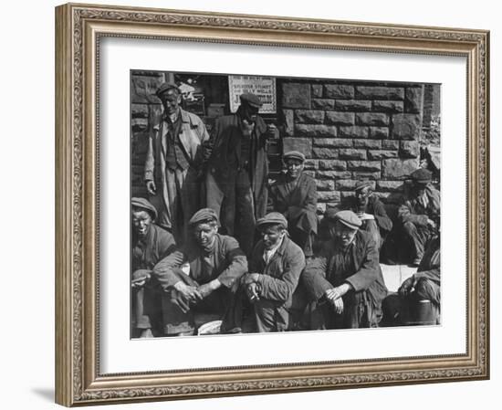 Rhondda Valley Miners Waiting For Their Bus-William Vandivert-Framed Photographic Print