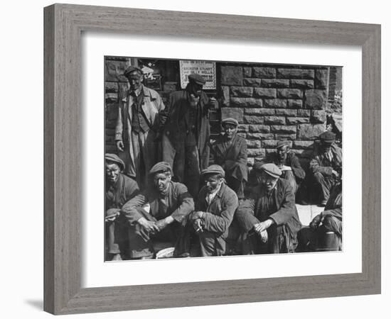 Rhondda Valley Miners Waiting For Their Bus-William Vandivert-Framed Photographic Print