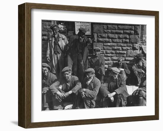 Rhondda Valley Miners Waiting For Their Bus-William Vandivert-Framed Photographic Print