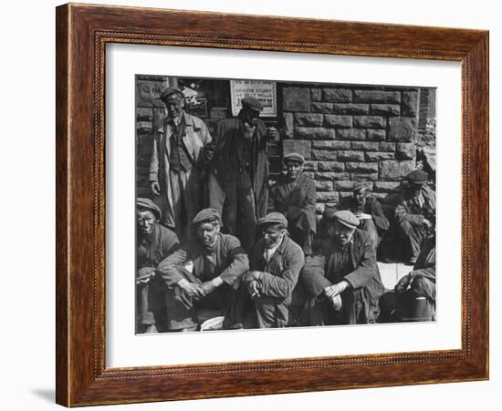 Rhondda Valley Miners Waiting For Their Bus-William Vandivert-Framed Photographic Print