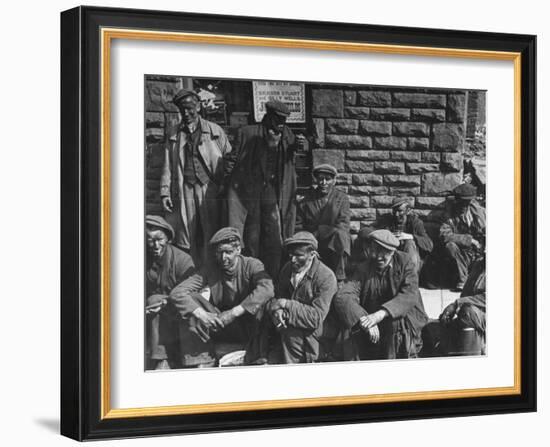 Rhondda Valley Miners Waiting For Their Bus-William Vandivert-Framed Photographic Print