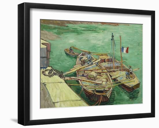 Rhonebarken, (Les Bateaux Amarrés), 1888-Vincent van Gogh-Framed Premium Giclee Print