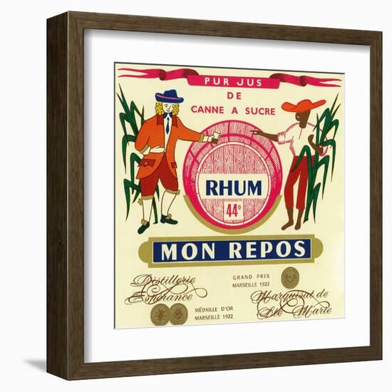 Rhum mon Repos Brand Rum Label-Lantern Press-Framed Art Print