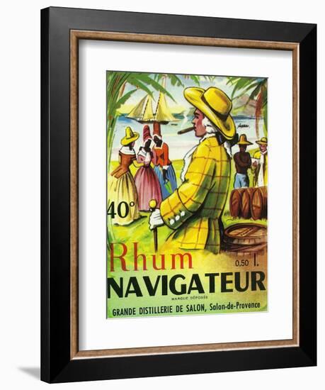 Rhum Navigateur Brand Rum Label-Lantern Press-Framed Art Print