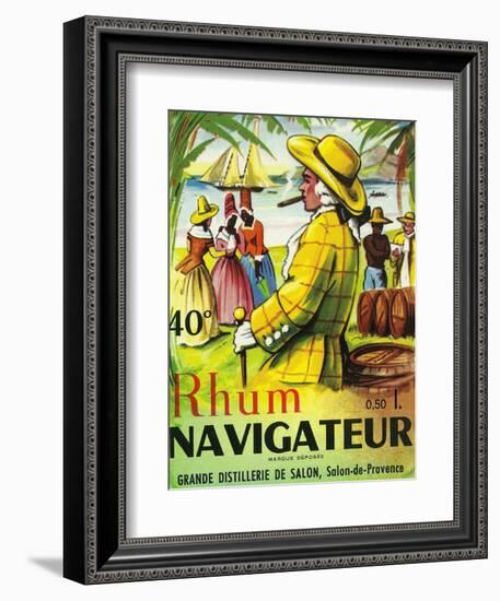 Rhum Navigateur Brand Rum Label-Lantern Press-Framed Art Print