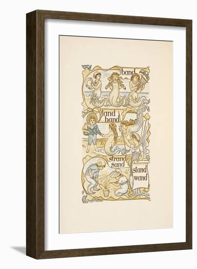 Rhyming Words Ending in the Letter D. Mermaids. Children Building Sand Castles On a Beach-Walter Crane-Framed Giclee Print