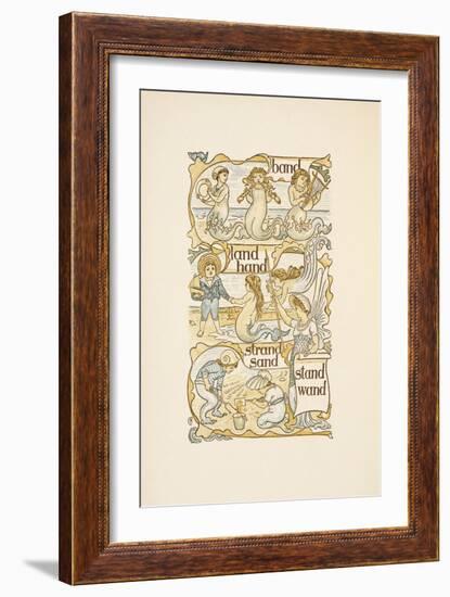 Rhyming Words Ending in the Letter D. Mermaids. Children Building Sand Castles On a Beach-Walter Crane-Framed Giclee Print