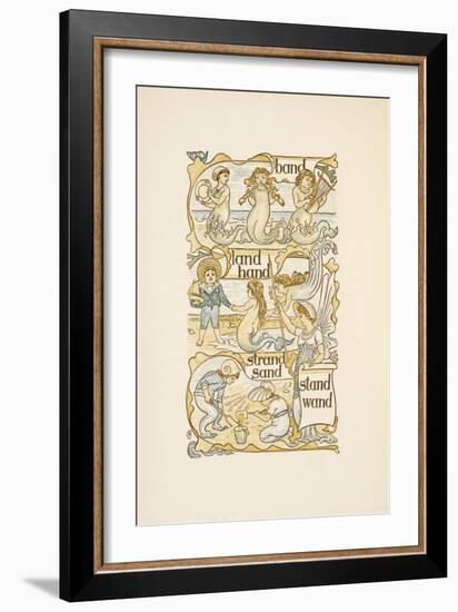 Rhyming Words Ending in the Letter D. Mermaids. Children Building Sand Castles On a Beach-Walter Crane-Framed Giclee Print