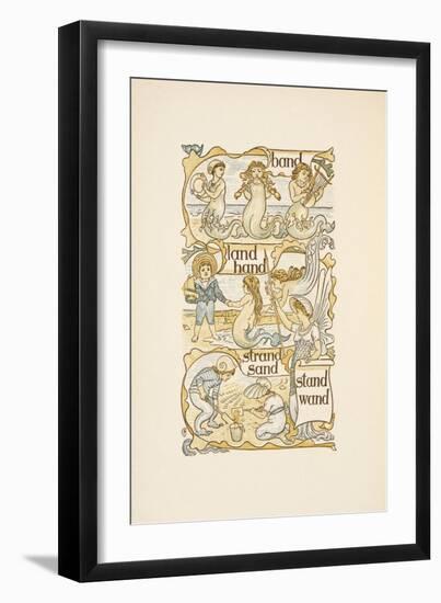 Rhyming Words Ending in the Letter D. Mermaids. Children Building Sand Castles On a Beach-Walter Crane-Framed Giclee Print