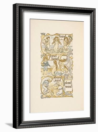 Rhyming Words Ending in the Letter D. Mermaids. Children Building Sand Castles On a Beach-Walter Crane-Framed Giclee Print