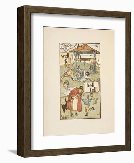 Rhyming Words Ending in the Letter L. a Boy With a Bell. an Old Woman and Her Cat-Walter Crane-Framed Giclee Print