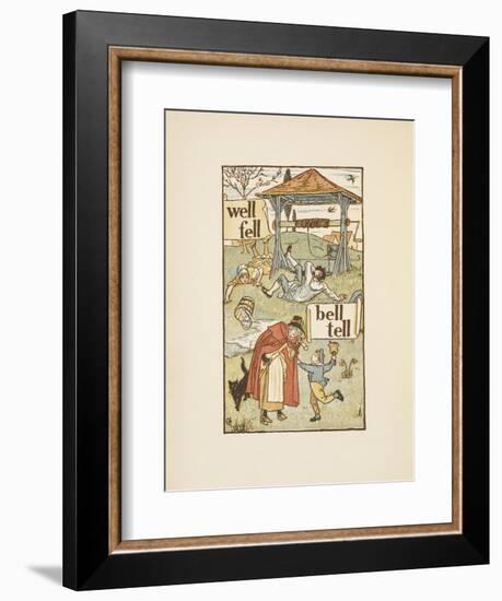 Rhyming Words Ending in the Letter L. a Boy With a Bell. an Old Woman and Her Cat-Walter Crane-Framed Giclee Print