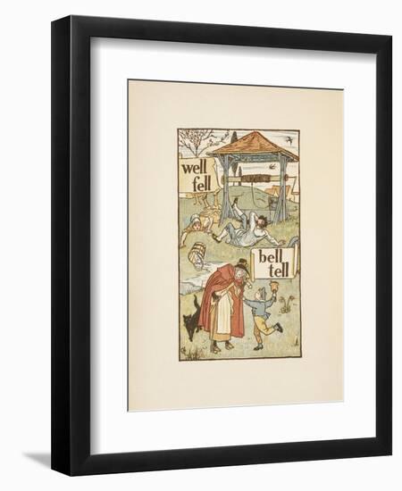 Rhyming Words Ending in the Letter L. a Boy With a Bell. an Old Woman and Her Cat-Walter Crane-Framed Giclee Print