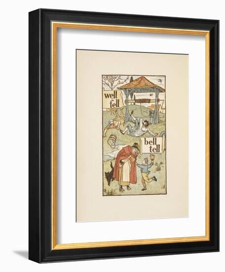 Rhyming Words Ending in the Letter L. a Boy With a Bell. an Old Woman and Her Cat-Walter Crane-Framed Giclee Print