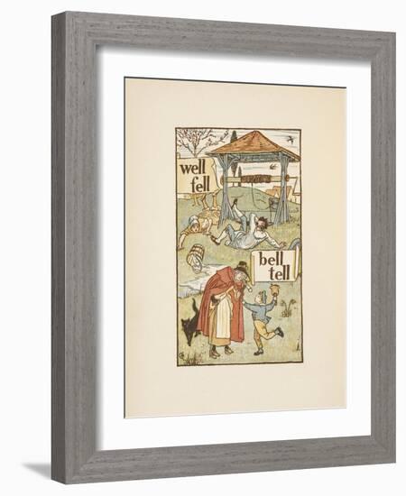 Rhyming Words Ending in the Letter L. a Boy With a Bell. an Old Woman and Her Cat-Walter Crane-Framed Giclee Print