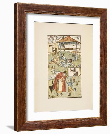 Rhyming Words Ending in the Letter L. a Boy With a Bell. an Old Woman and Her Cat-Walter Crane-Framed Giclee Print