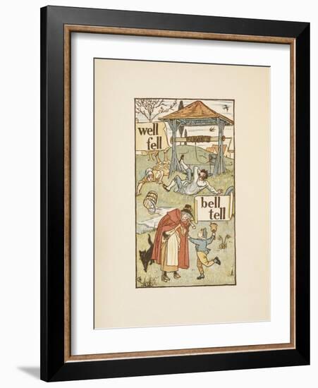 Rhyming Words Ending in the Letter L. a Boy With a Bell. an Old Woman and Her Cat-Walter Crane-Framed Giclee Print