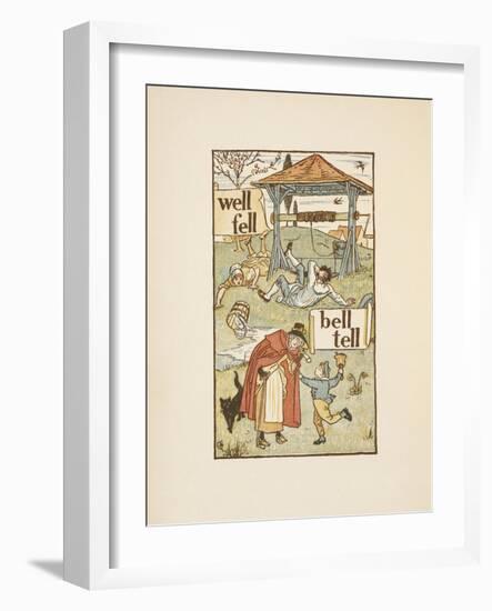 Rhyming Words Ending in the Letter L. a Boy With a Bell. an Old Woman and Her Cat-Walter Crane-Framed Giclee Print