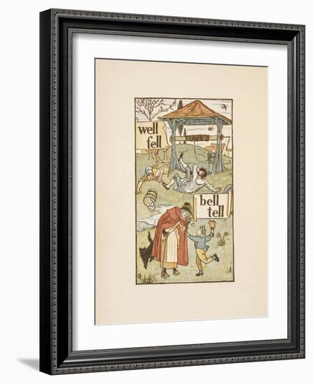 Rhyming Words Ending in the Letter L. a Boy With a Bell. an Old Woman and Her Cat-Walter Crane-Framed Giclee Print