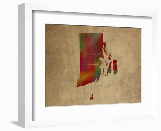 RI Colorful Counties-Red Atlas Designs-Framed Giclee Print