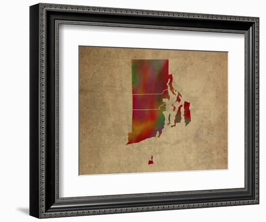 RI Colorful Counties-Red Atlas Designs-Framed Giclee Print