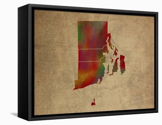 RI Colorful Counties-Red Atlas Designs-Framed Premier Image Canvas